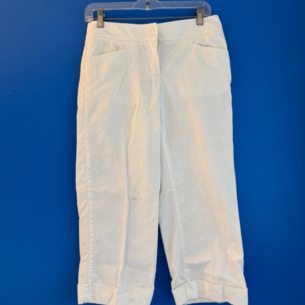 Liz Claiborne White Bermuda Flowy Shorts Audra Cotton Wide-leg Pants - Size 6